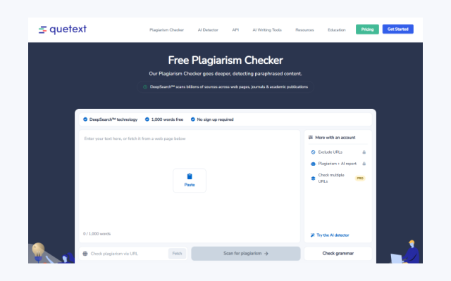 Plagiarism checker page