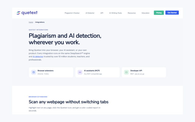 Integrations page